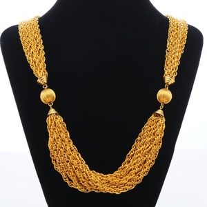 Glamorous Light Multi-Strand Gold Chain Necklace